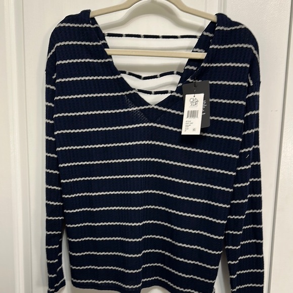 Chasor Navy and White Striped Sweater NWT - Picture 1 of 5
